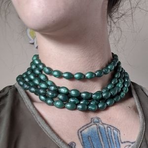 Vintage Five Strand Green Faceted Choker Necklace